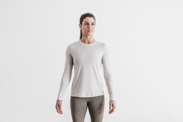 Nobull Women's Long Sleeves Beige | Australia (XS2341)